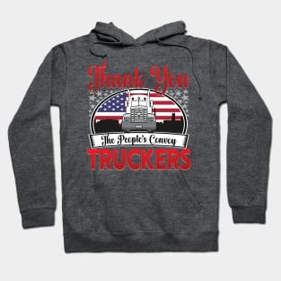 PEOPLES CONVOY US FLAG WASHINGTON DC 2022 RED BLACK WASHINGTON DC SKYLINE IN BACKGROUND Hoodie